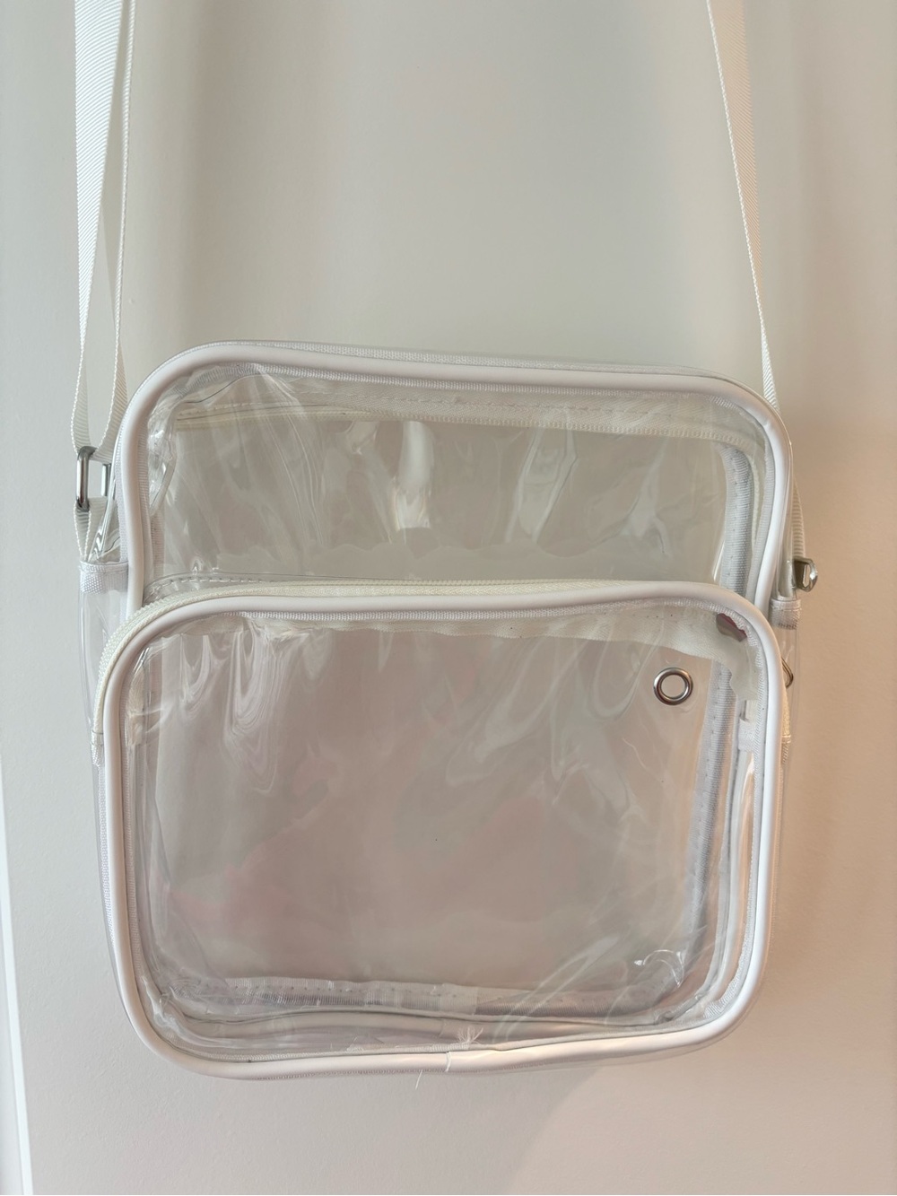 Clear White Crossbody Bag with Adjustable Strap - Picture 2 of 3